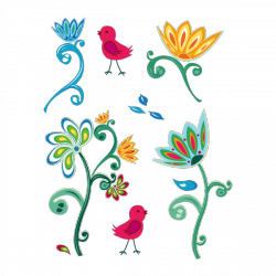 Sticker Fleurs et oiseaux