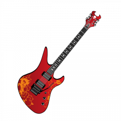 Sticker Guitare électrique rouge