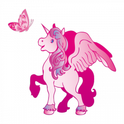 Sticker Licorne et papillon