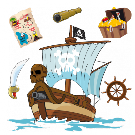Sticker Bateau de pirate et accessoires
