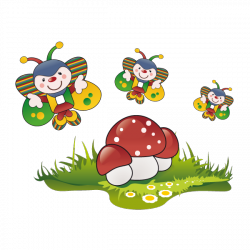 Sticker Papillons clowns et champignons