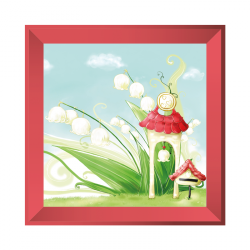 Sticker tableau campagne muguet rose