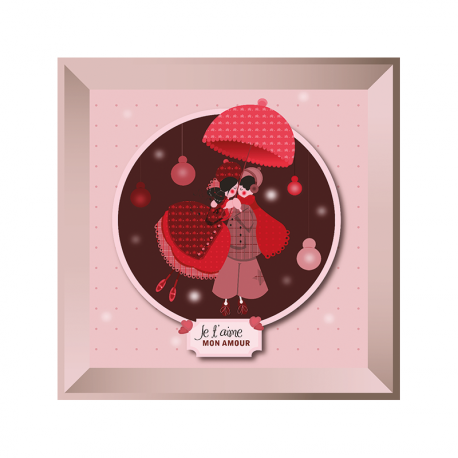 Sticker tableau amoureux parapluie