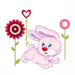 Sticker Petit lapin et fleurs