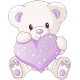 Sticker Ourson Coeur lilas