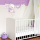 Sticker Ourson naissance Fille lilas