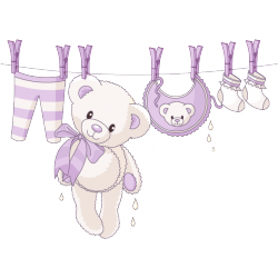 Sticker Ourson naissance Fille lilas
