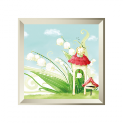 Sticker tableau campagne muguet beige