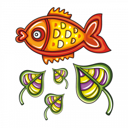 Sticker Poisson et feuilles